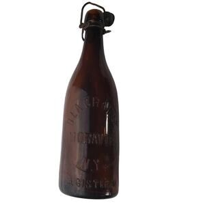 D LaGrange Moravia NY Wired Blob Top Bottle With Cage and Stopper Early 1900s